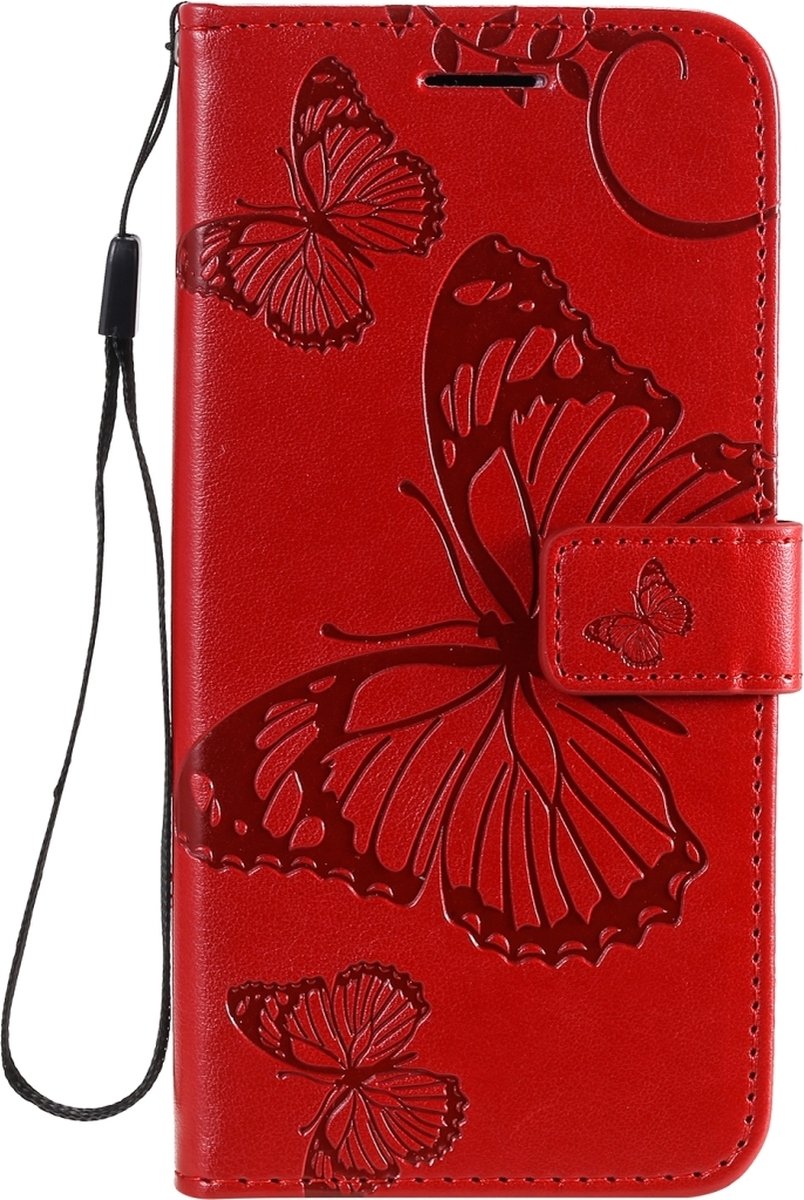 Mobigear Telefoonhoesje geschikt voor Samsung Galaxy A41 Hoesje | Mobigear Butterfly Bookcase Portemonnee | Pasjeshouder voor 2 Pasjes | Telefoonhoesje voor Pinpas / OV Kaart / Rijbewijs - Rood