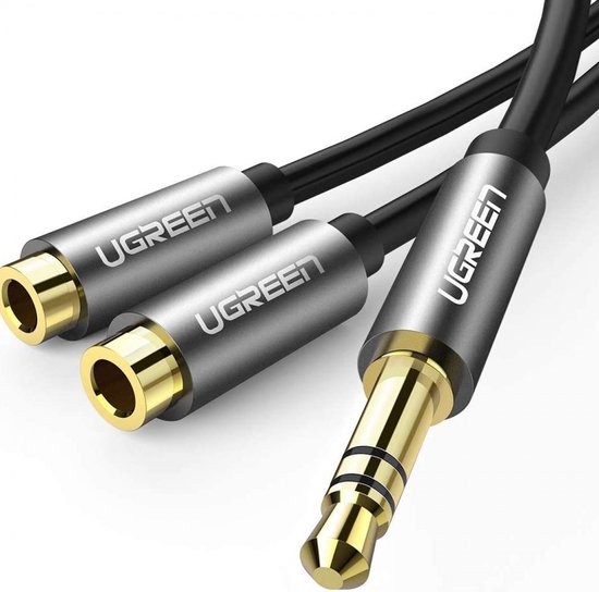 Ugreen AUX 3.5 mm mannetje naar 2 x 3.5mm Female Audio Connector Adapter  Kabel 2 in 1... | bol.com