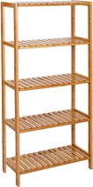 NaSK - Badkamerplank met 5 niveaus, gemaakt van bamboe, keukenplank, 9-traps in hoogte verstelbaar, multifunctionele staande plank, in de woonkamer, hal, 132 x 30 x 9,5 cm, naturel