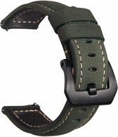Leren Bandje Voor de Samsung Gear S3 / Galaxy watch 46mm SM-R800 - Leren Armband / Polsband / Groen zwarte sluiting
