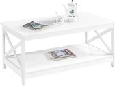 Salontafel, koffietafel 2 etages, X-vorm bijzettafel, koffietafel voor woonkamer, balkon, hal, stabiel, wit