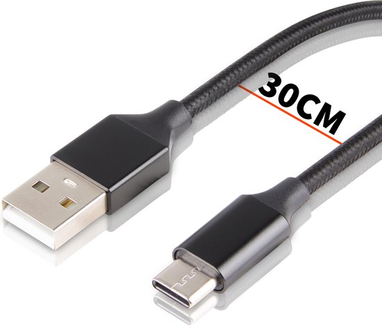 tiener documentaire Zonsverduistering USB-C Oplader Kabel - 30 CM - Fast Charge - Geschikt voor Android Auto -  USB-C Kabel... | bol.com