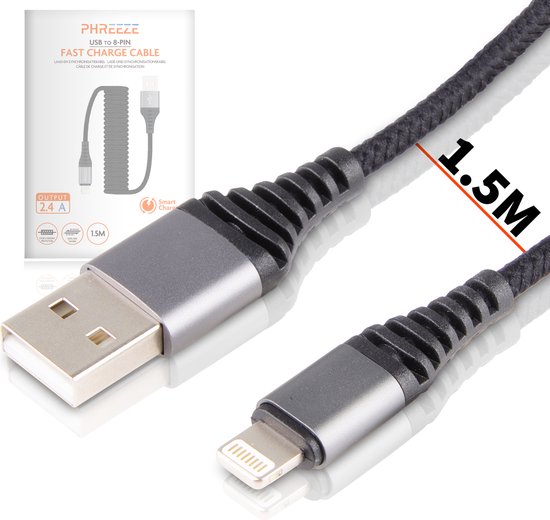 Phreeze USB Kabels Auto - Geschikt voor Apple CarPlay, iPhone - Oplader  Kabel 