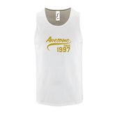 Witte TankTop met " Awesome sinds 1997 " print Goud size L