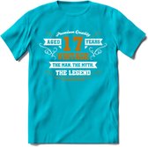 17 Jaar Legend T-Shirt | Goud - Wit | Grappig Verjaardag en Feest Cadeau Shirt | Dames - Heren - Unisex | Tshirt Kleding Kado | - Blauw - XXL