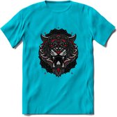 Tijger - Dieren Mandala T-Shirt | Rood | Grappig Verjaardag Zentangle Dierenkop Cadeau Shirt | Dames - Heren - Unisex | Wildlife Tshirt Kleding Kado | - Blauw - XL