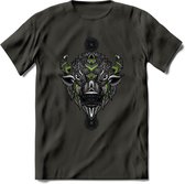 Bizon - Dieren Mandala T-Shirt | groen | Grappig Verjaardag Zentangle Dierenkop Cadeau Shirt | Dames - Heren - Unisex | Wildlife Tshirt Kleding Kado | - Donker Grijs - M