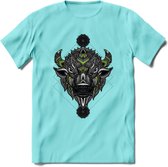 Bizon - Dieren Mandala T-Shirt | groen | Grappig Verjaardag Zentangle Dierenkop Cadeau Shirt | Dames - Heren - Unisex | Wildlife Tshirt Kleding Kado | - Licht Blauw - XXL