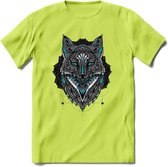 Vos - Dieren Mandala T-Shirt | Lichtblauw | Grappig Verjaardag Zentangle Dierenkop Cadeau Shirt | Dames - Heren - Unisex | Wildlife Tshirt Kleding Kado | - Groen - 3XL