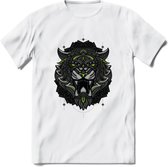 Tijger - Dieren Mandala T-Shirt | Groen | Grappig Verjaardag Zentangle Dierenkop Cadeau Shirt | Dames - Heren - Unisex | Wildlife Tshirt Kleding Kado | - Wit - L