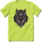 Vos - Dieren Mandala T-Shirt | Oranje | Grappig Verjaardag Zentangle Dierenkop Cadeau Shirt | Dames - Heren - Unisex | Wildlife Tshirt Kleding Kado | - Groen - XXL