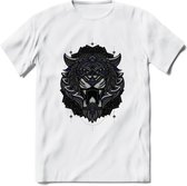 Tijger - Dieren Mandala T-Shirt | Donkerblauw | Grappig Verjaardag Zentangle Dierenkop Cadeau Shirt | Dames - Heren - Unisex | Wildlife Tshirt Kleding Kado | - Wit - L