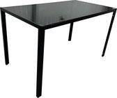 MaxxHome Eetkamertafel - Metaal - 6mm - Glas - Zwart - 130x75cm