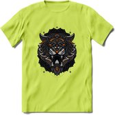 Tijger - Dieren Mandala T-Shirt | Oranje | Grappig Verjaardag Zentangle Dierenkop Cadeau Shirt | Dames - Heren - Unisex | Wildlife Tshirt Kleding Kado | - Groen - 3XL