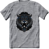 Tijger - Dieren Mandala T-Shirt | Blauw | Grappig Verjaardag Zentangle Dierenkop Cadeau Shirt | Dames - Heren - Unisex | Wildlife Tshirt Kleding Kado | - Donker Grijs - Gemaleerd -