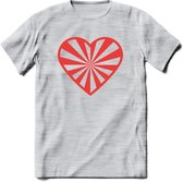 Valentijn Hart T-Shirt | Grappig Valentijnsdag Cadeautje voor Hem en Haar | Dames - Heren - Unisex | Kleding Cadeau | - Licht Grijs - Gemaleerd - S