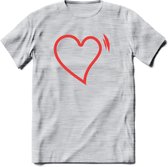 Valentijn Hart T-Shirt | Grappig Valentijnsdag Cadeautje voor Hem en Haar | Dames - Heren - Unisex | Kleding Cadeau | - Licht Grijs - Gemaleerd - XXL