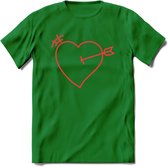 Valentijn Hart T-Shirt | Grappig Valentijnsdag Cadeautje voor Hem en Haar | Dames - Heren - Unisex | Kleding Cadeau | - Donker Groen - XL