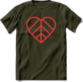 Valentijn Hart T-Shirt | Grappig Valentijnsdag Cadeautje voor Hem en Haar | Dames - Heren - Unisex | Kleding Cadeau | - Leger Groen - S