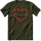 Valentijn Hart T-Shirt | Grappig Valentijnsdag Cadeautje voor Hem en Haar | Dames - Heren - Unisex | Kleding Cadeau | - Leger Groen - M