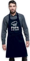 Keukenschort Chef Papa is de beste - Heren Dames - Horecakwaliteit - One size - Verstelbaar - Wasbaar - Cadeau BBQ Feest - Marine