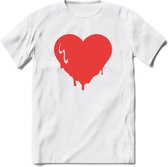 Valentijn Hart T-Shirt | Grappig Valentijnsdag Cadeautje voor Hem en Haar | Dames - Heren - Unisex | Kleding Cadeau | - Wit - XL