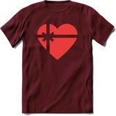 Valentijn Hart T-Shirt | Grappig Valentijnsdag Cadeautje voor Hem en Haar | Dames - Heren - Unisex | Kleding Cadeau | - Burgundy - XXL