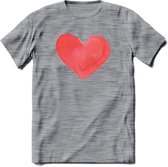 Valentijn Pastel waterverf Hart T-Shirt | Grappig Valentijnsdag Cadeautje voor Hem en Haar | Dames - Heren - Unisex | Kleding Cadeau | - Donker Grijs - Gemaleerd - XL