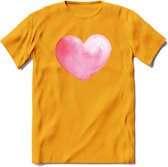 Valentijn Pastel waterverf Hart T-Shirt | Grappig Valentijnsdag Cadeautje voor Hem en Haar | Dames - Heren - Unisex | Kleding Cadeau | - Geel - S