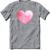 Valentijn Pastel waterverf Hart T-Shirt | Grappig Valentijnsdag Cadeautje voor Hem en Haar | Dames - Heren - Unisex | Kleding Cadeau | - Donker Grijs - Gemaleerd - 3XL