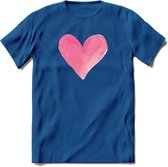 Valentijn Pastel waterverf Hart T-Shirt | Grappig Valentijnsdag Cadeautje voor Hem en Haar | Dames - Heren - Unisex | Kleding Cadeau | - Donker Blauw - XL