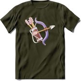 Valentijn pijl en boog Hart T-Shirt | Grappig Valentijnsdag Cadeautje voor Hem en Haar | Dames - Heren - Unisex | Kleding Cadeau | - Leger Groen - M
