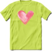 Valentijn Pastel waterverf Hart T-Shirt | Grappig Valentijnsdag Cadeautje voor Hem en Haar | Dames - Heren - Unisex | Kleding Cadeau | - Groen - XL