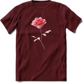 Valentijn roos Hart T-Shirt | Grappig Valentijnsdag Cadeautje voor Hem en Haar | Dames - Heren - Unisex | Kleding Cadeau | - Burgundy - L