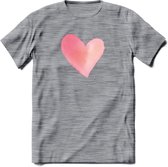 Valentijn Pastel waterverf Hart T-Shirt | Grappig Valentijnsdag Cadeautje voor Hem en Haar | Dames - Heren - Unisex | Kleding Cadeau | - Donker Grijs - Gemaleerd - XL