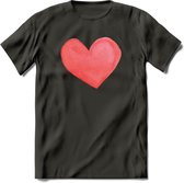 Valentijn Pastel waterverf Hart T-Shirt | Grappig Valentijnsdag Cadeautje voor Hem en Haar | Dames - Heren - Unisex | Kleding Cadeau | - Donker Grijs - S