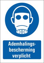 Ademhalingsbescherming verplicht bord met tekst 210 x 297 mm