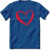 Valentijn Hart T-Shirt | Grappig Valentijnsdag Cadeautje voor Hem en Haar | Dames - Heren - Unisex | Kleding Cadeau | - Donker Blauw - L