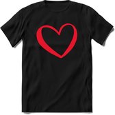 Valentijn Hart T-Shirt | Grappig Valentijnsdag Cadeautje voor Hem en Haar | Dames - Heren - Unisex | Kleding Cadeau | - Zwart - XXL