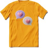 Valentijn Hart chat T-Shirt | Grappig Valentijnsdag Cadeautje voor Hem en Haar | Dames - Heren - Unisex | Kleding Cadeau | - Geel - 3XL