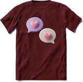 Valentijn Hart chat T-Shirt | Grappig Valentijnsdag Cadeautje voor Hem en Haar | Dames - Heren - Unisex | Kleding Cadeau | - Burgundy - S