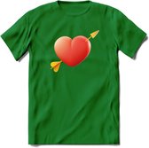 Valentijn Hart T-Shirt | Grappig Valentijnsdag Cadeautje voor Hem en Haar | Dames - Heren - Unisex | Kleding Cadeau | - Donker Groen - M