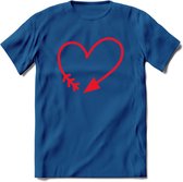 Valentijn Hart T-Shirt | Grappig Valentijnsdag Cadeautje voor Hem en Haar | Dames - Heren - Unisex | Kleding Cadeau | - Donker Blauw - L