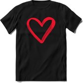 Valentijn Hart T-Shirt | Grappig Valentijnsdag Cadeautje voor Hem en Haar | Dames - Heren - Unisex | Kleding Cadeau | - Zwart - M