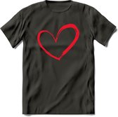 Valentijn Hart T-Shirt | Grappig Valentijnsdag Cadeautje voor Hem en Haar | Dames - Heren - Unisex | Kleding Cadeau | - Donker Grijs - S