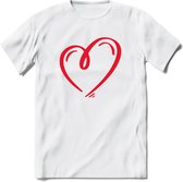 Valentijn Hart T-Shirt | Grappig Valentijnsdag Cadeautje voor Hem en Haar | Dames - Heren - Unisex | Kleding Cadeau | - Wit - L