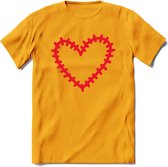 Valentijn Hart T-Shirt | Grappig Valentijnsdag Cadeautje voor Hem en Haar | Dames - Heren - Unisex | Kleding Cadeau | - Geel - XXL