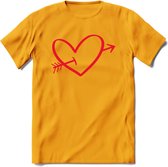 Valentijn Hart T-Shirt | Grappig Valentijnsdag Cadeautje voor Hem en Haar | Dames - Heren - Unisex | Kleding Cadeau | - Geel - S