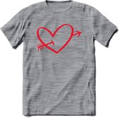 Valentijn Hart T-Shirt | Grappig Valentijnsdag Cadeautje voor Hem en Haar | Dames - Heren - Unisex | Kleding Cadeau | - Donker Grijs - Gemaleerd - 3XL