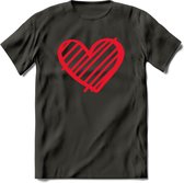 Valentijn Hart T-Shirt | Grappig Valentijnsdag Cadeautje voor Hem en Haar | Dames - Heren - Unisex | Kleding Cadeau | - Donker Grijs - S